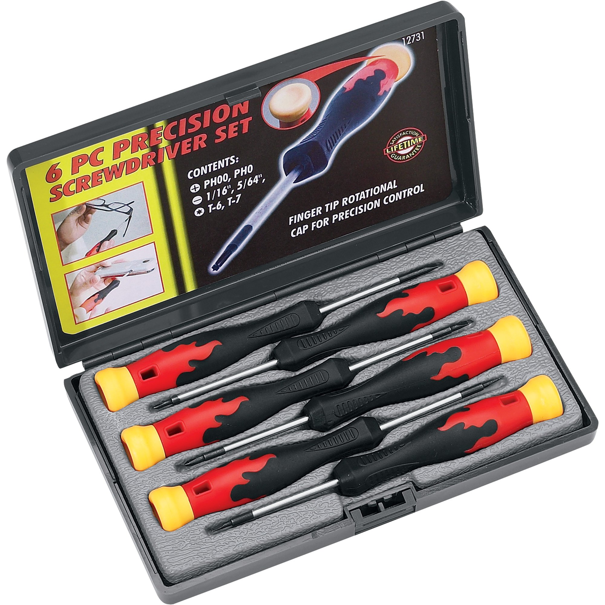 KR Tools Flame Handle Precision Screwdrivers — 6-Pc. Set, Model# KDNS087